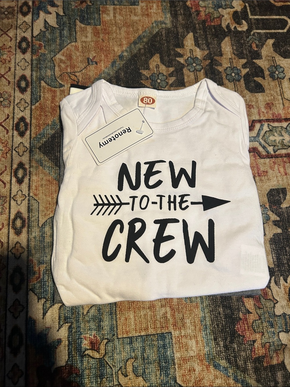 Kids "New to the Crew" White Matching Set